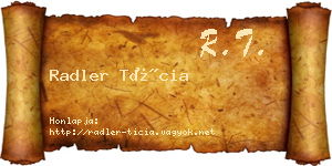 Radler Tícia névjegykártya